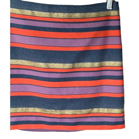 J Crew Metallic Stripe Mini Skirt Size 2 Holiday Party Career Work - Picture 3 of 9